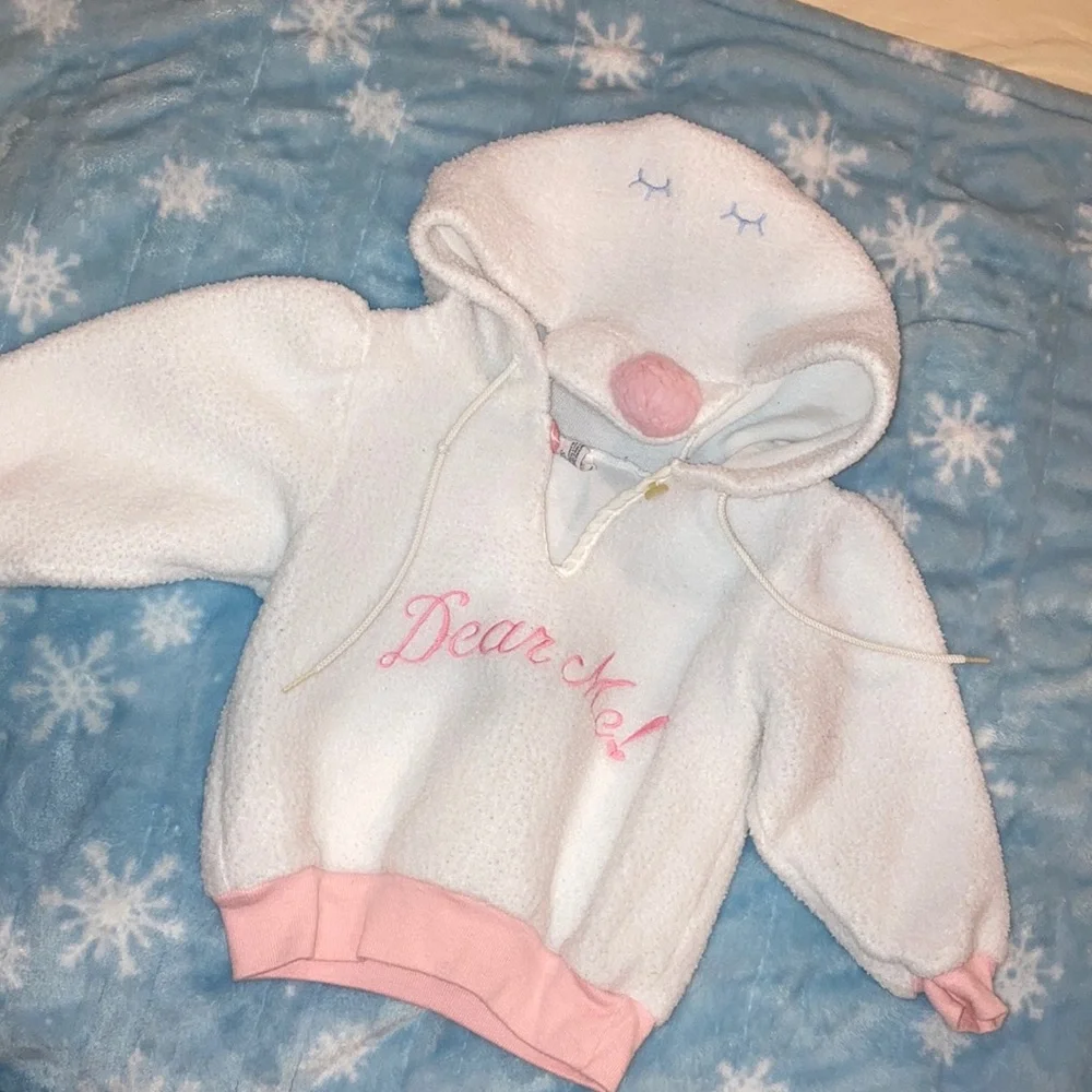 Carters vintage fleece deer hoodie size 24 Mos